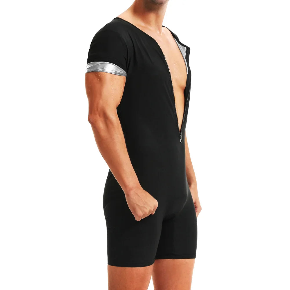 Men’s Sauna Suit Sweat Jumpsuit – Thermal Workout Bodysuit for Gym Training, Waist Trainer Fitness Wear for Enhanced Sweat & Performance
