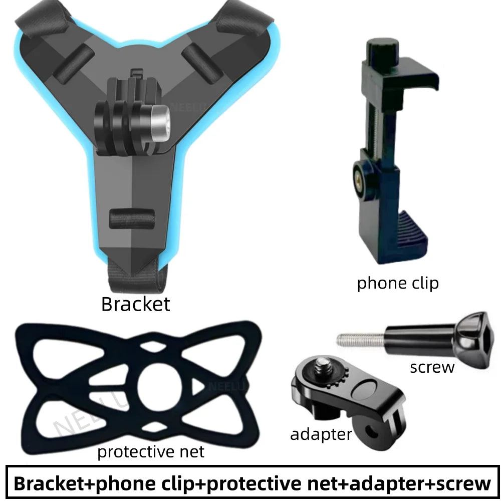 Motorcycle Helmet Phone & Action Camera Mount Holder – GoPro Hero 12/10/9/8/7 Compatible Sports Camera Accessories for Hands-Free Recording
