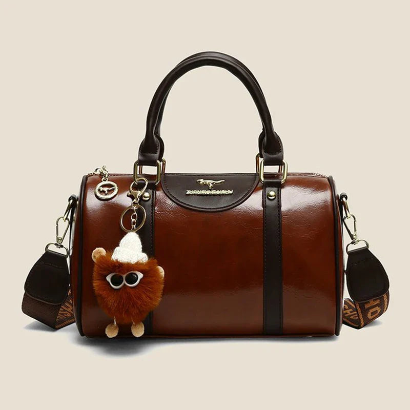 2025 High-End Retro Women’s Handbag – Versatile Autumn/Winter Handheld & Crossbody Light Luxury Bowling Bag