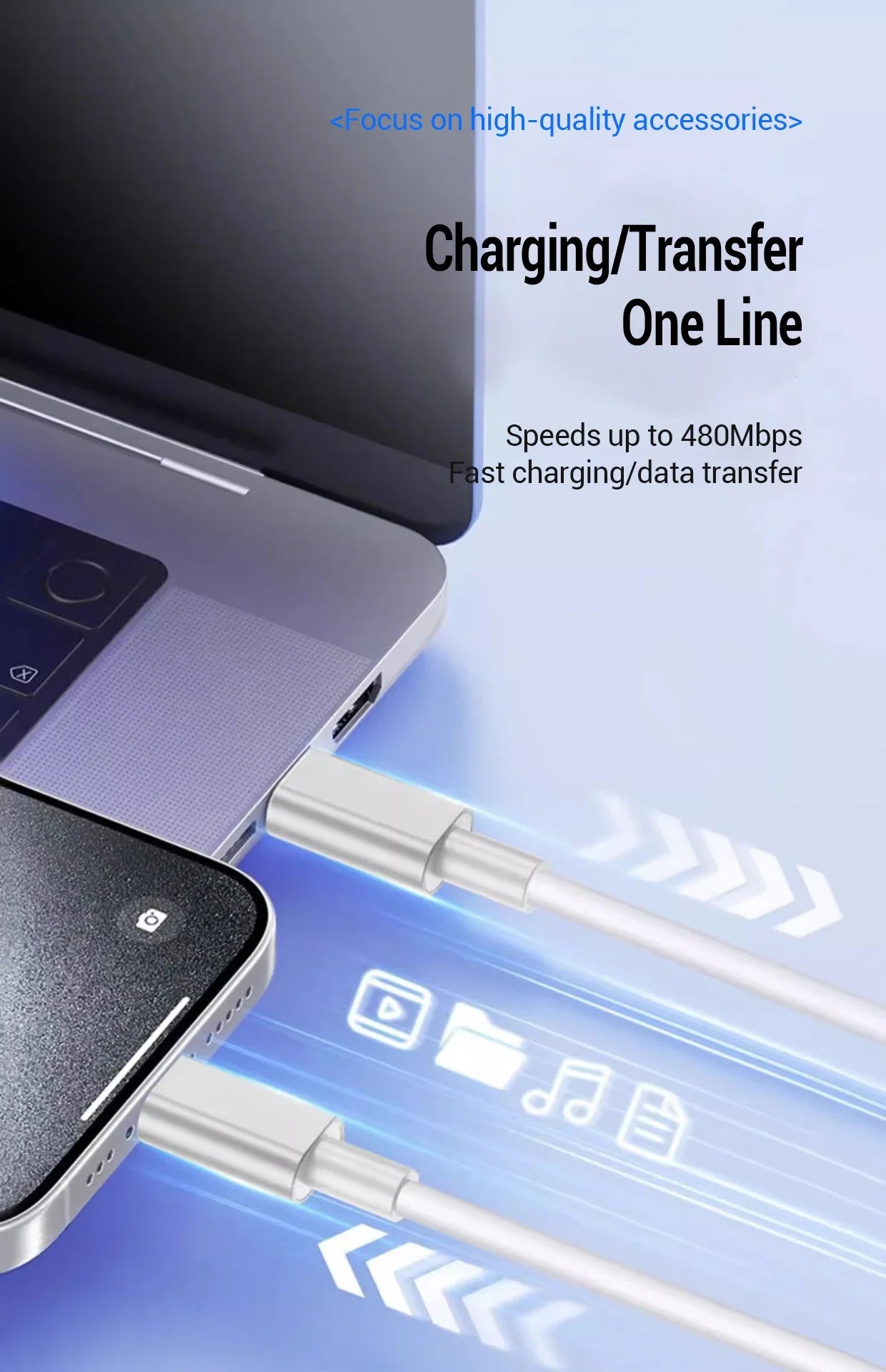 100W Fast Charging Cable – USB C for Apple iPhone 14-11 Pro Max, Plus, Mini, 1M/2M Data Cable, Quick Charge Phone Accessories