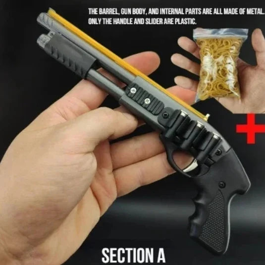 Mini Alloy Rubber Band Rifle – 8-Burst Toy Gun Pistol Model Ornament | Fun Christmas Gift for Boys