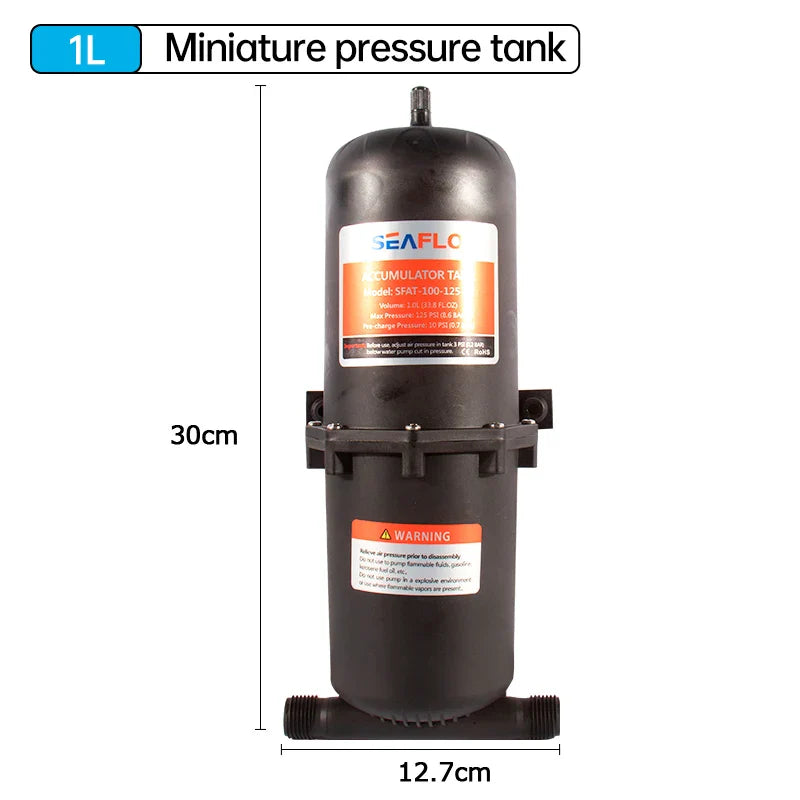 0.75L 1L 125PSI Pre-Pressurized Accumulator Tank β Water Pressure Storage Vessel for Pump Flow Control