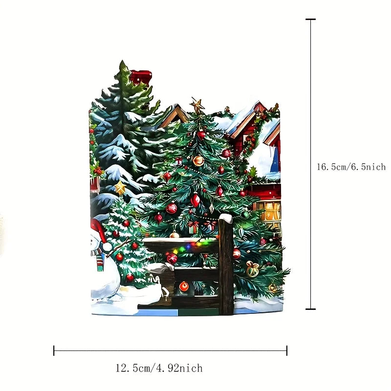 Pop-Up Christmas Card – Snowy Winter House with Gingerbread Design & Envelope Included