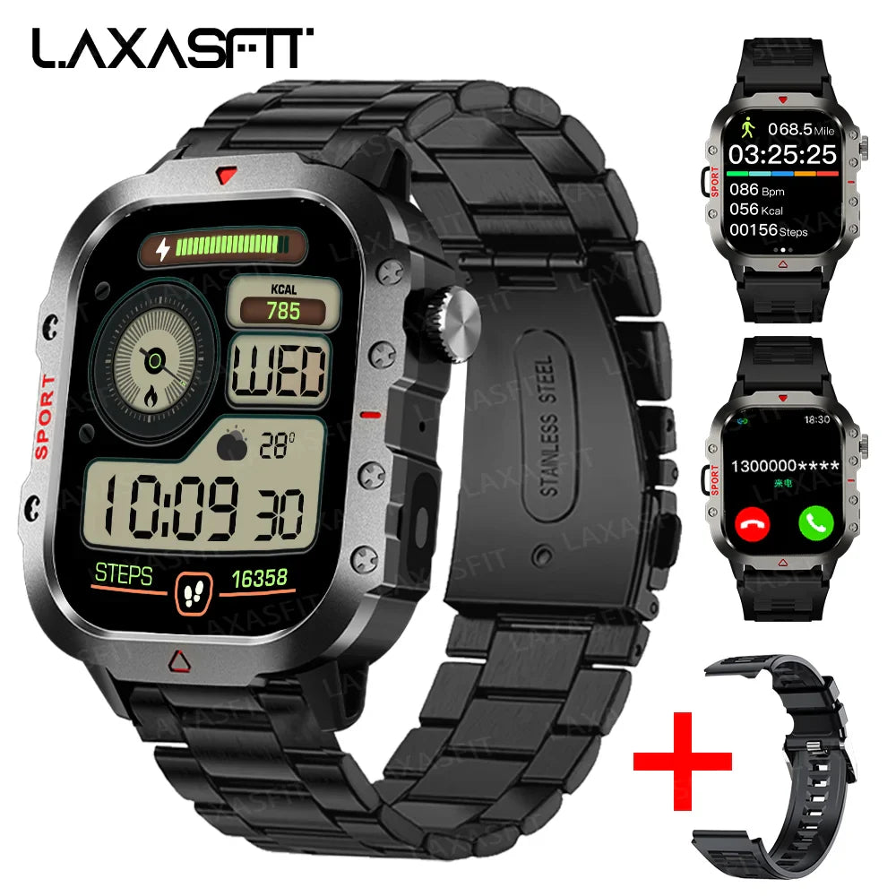 LAXASFIT Men’s Sports Smart Watch – 1.71" Screen, Blood Oxygen, Bluetooth Call, LED Flashlight, Multi-Sport Outdoor Watch