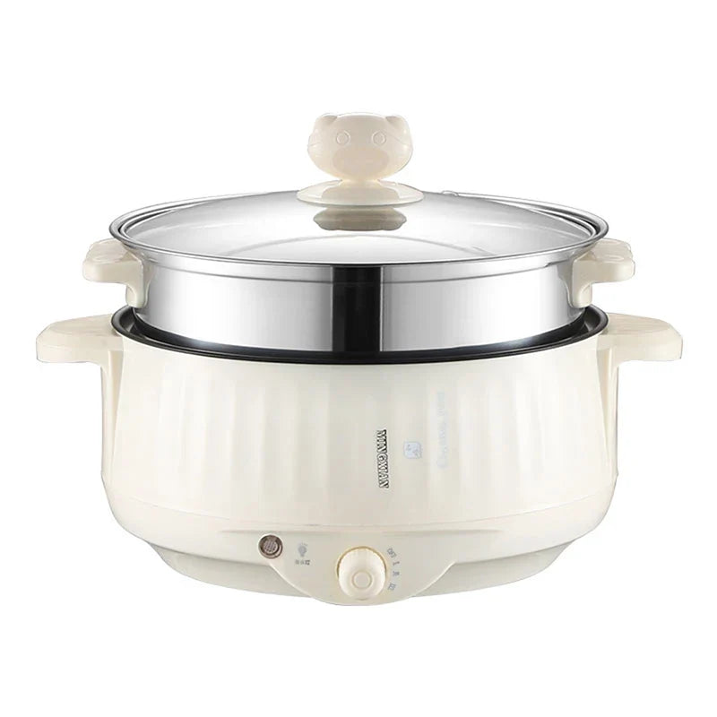 220V Electric Multi Cooker Pot - Single & Double Layer Non-Stick Rice Cooker Hot Pot for 1-2 People Household Cooking