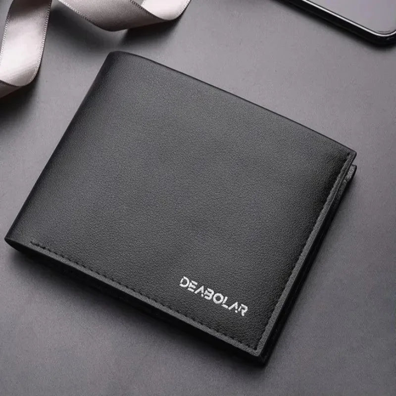 Genuine Leather Men’s Wallet – Premium Real Cowhide Short Black Wallet for Men, Slim RFID Style Credit Card & Cash Holder Pocket Purse