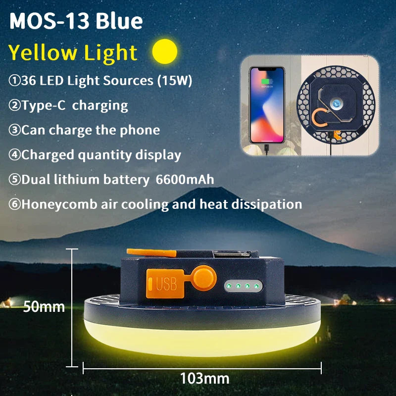 MOSLIGHTING 9900mAh Rechargeable Camping Lantern — Powerful LED Flashlight with Magnet, Portable Tent & Work Light