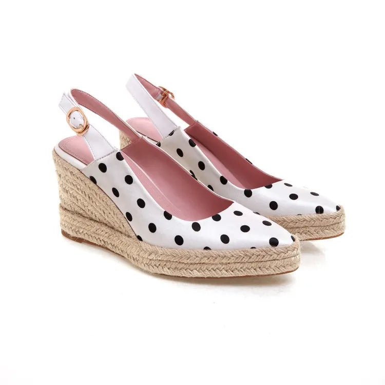 Women's Espadrille Wedge Sandals - Pointed Toe Platform Slingback Jute High Heel Shoes