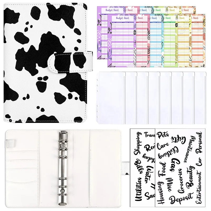 PU Leather Budget Binder with Cash Envelopes – A6 Planner Organizer, Zip Pockets for Saving Money, Small French Budget Pouch
