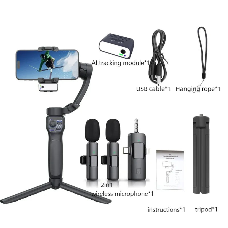 3-Axis Mobile Gimbal Stabilizer – Phone Video Recorder with Face & Object Tracking for Android & iPhone