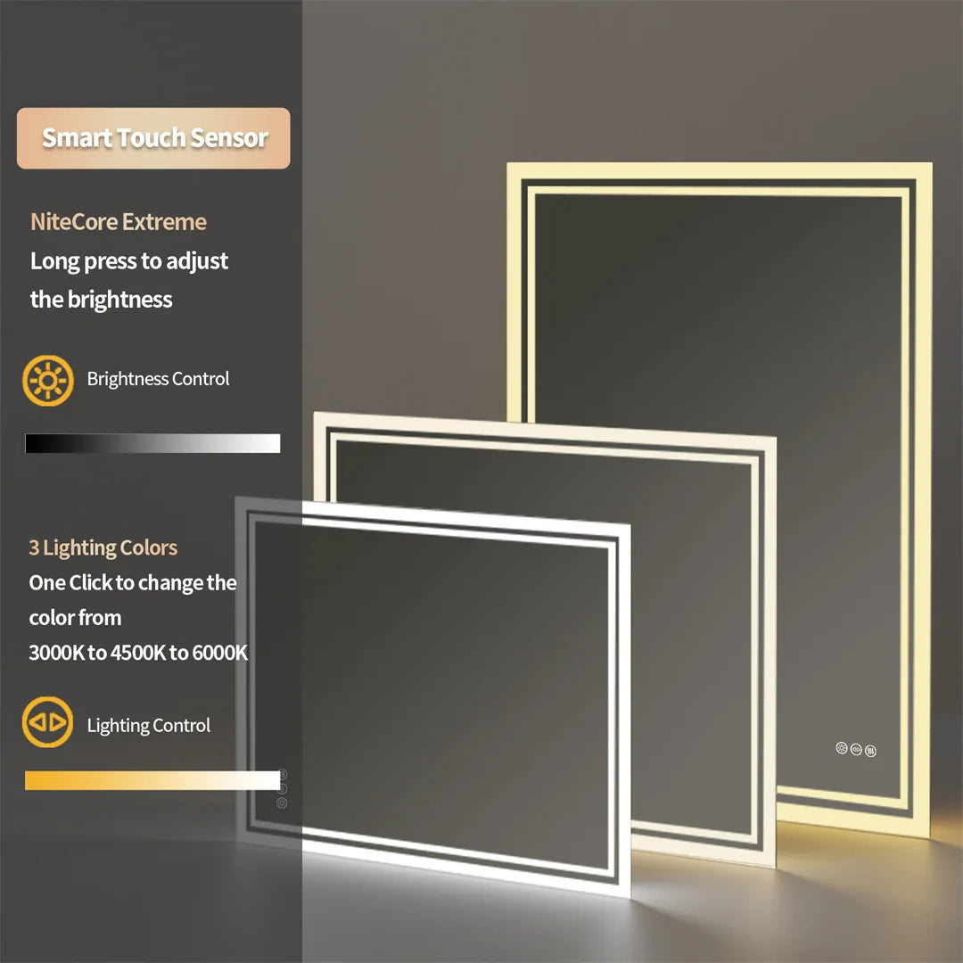 LUVODI 28x36 Inch LED Bathroom Mirror — Backlit Dimmable Wall-Mounted Defog Vanity Mirror