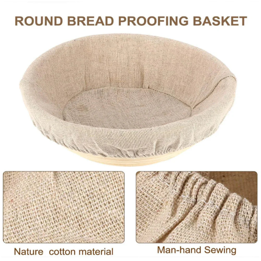 Fermented Linen Cloth Cover for Round Rattan Bread Proofing Basket - Bread Dough Banneton Flax Cloth Liner Bag