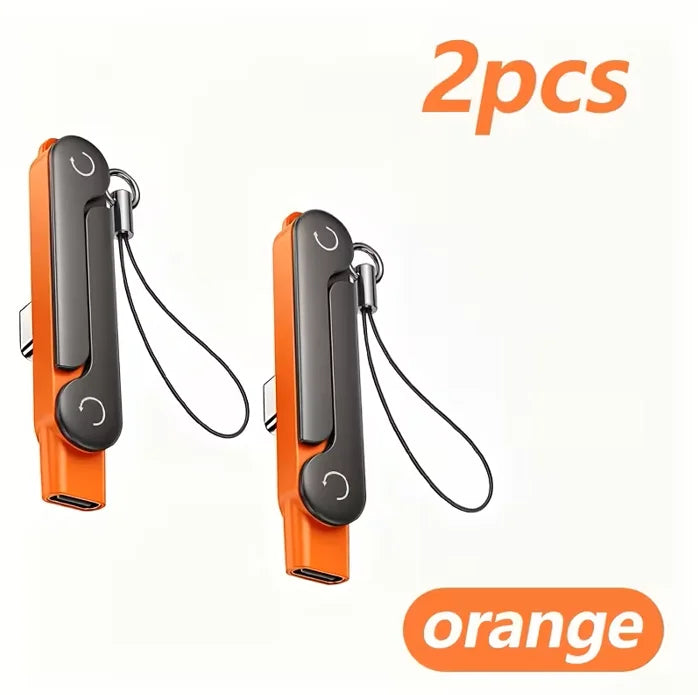 Type-C Phone Charging Stand Adapter – USB-C Male to USB-C Female Foldable Data Cable Converter with Built-in Phone Holder for Fast Charging & Sync Compatible with Type-C Devices