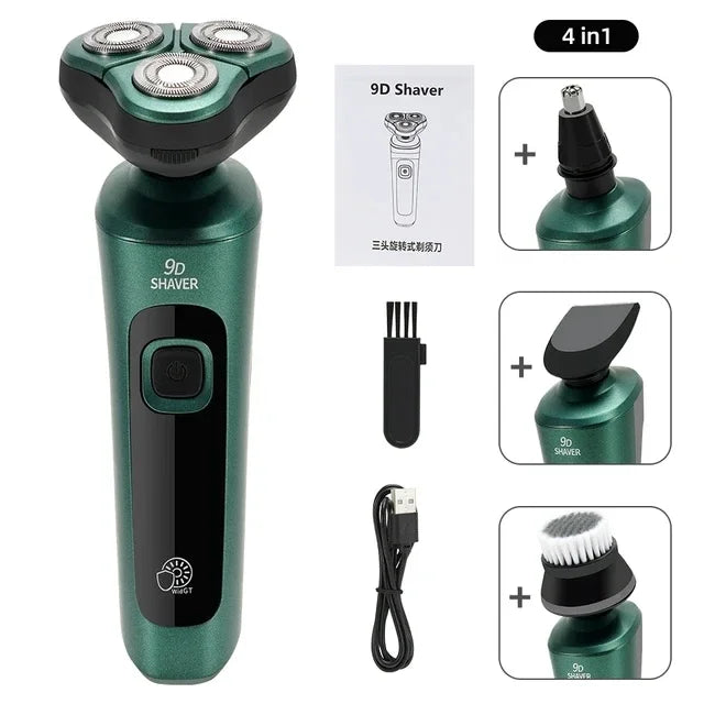 Smart Electric Shaver with LCD Display – 3-Head Floating Rechargeable Razor for Men, USB Charging Beard Trimmer & Washable Grooming Tool