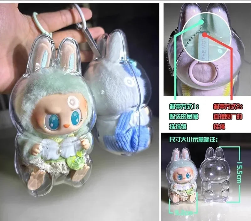 Transparent Protective Display Cover for Labubu Elf Plush Dolls โ Cute Storage Box for Party Toys