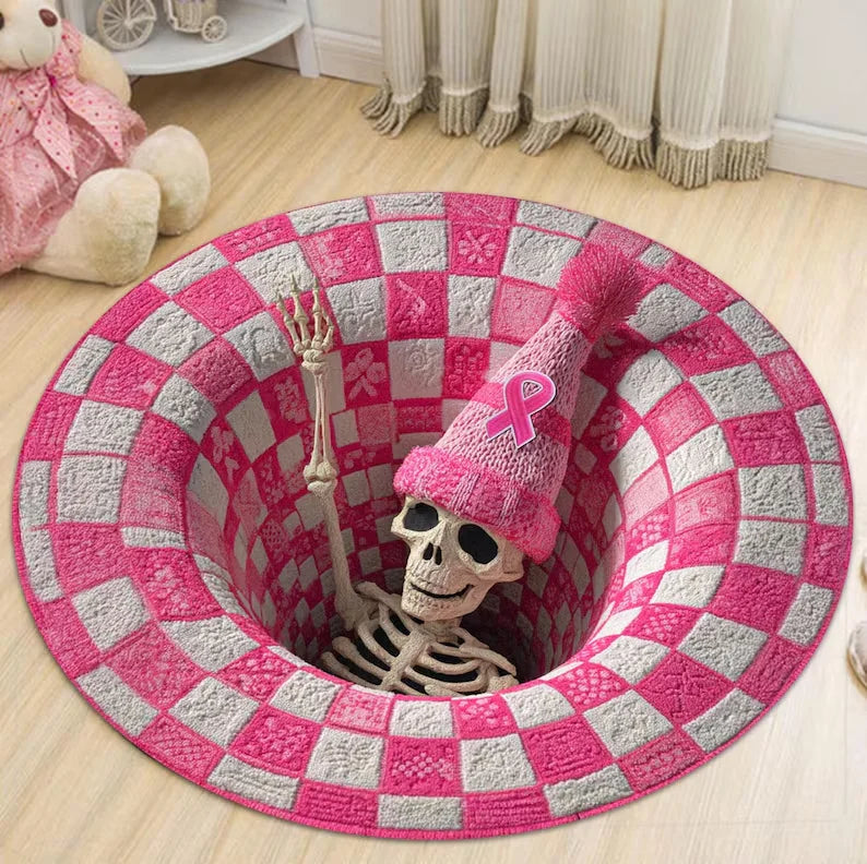 3D Fantasy Dragon Round Rug – Mystic Gothic Illusion Floor Carpet, Library Dragon Hole Design Home Decor Area Mat
