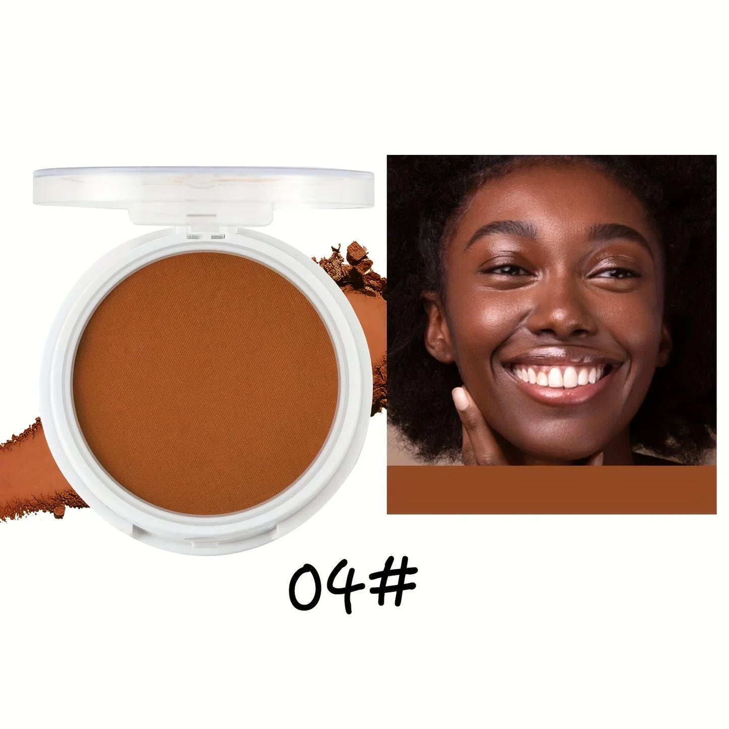 Wheat Bronzing Powder for Dark Skin - Matte Finish, Sweatproof & Oil Control Foundation Concealer with Puff & Mirror