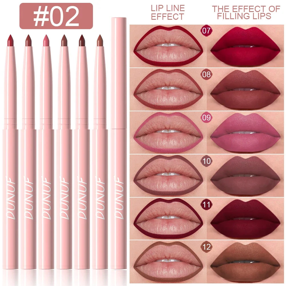 6pcs Waterproof Lip Liner Set - Long-Lasting Non-Fading Makeup Pencil Collection
