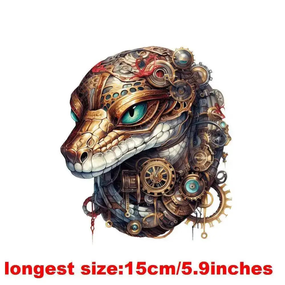 15cm Kids Steampunk Lion Iron-On Patch – Animal Heat Transfer Sticker for DIY Clothing, Apparel & Fabric Decoration Print