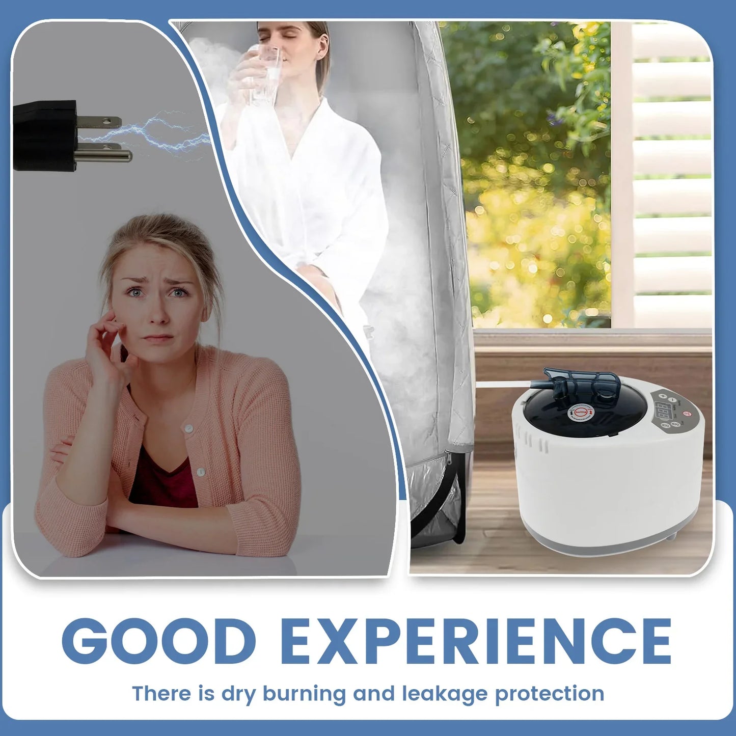 3L Sauna Steamer Machine – 1000W US Steam Pot Generator with Safety Protection for Bath Tub & Sauna Room