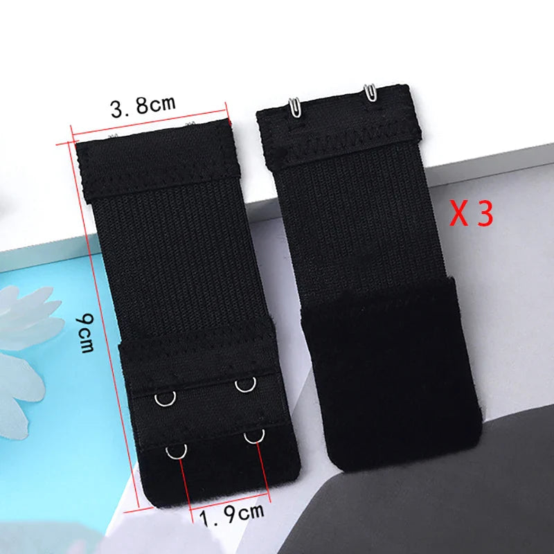 3PCS 2-Hook Bra Extender Set – Elastic Adjustable Extension Straps for Women’s Bras & Underwear