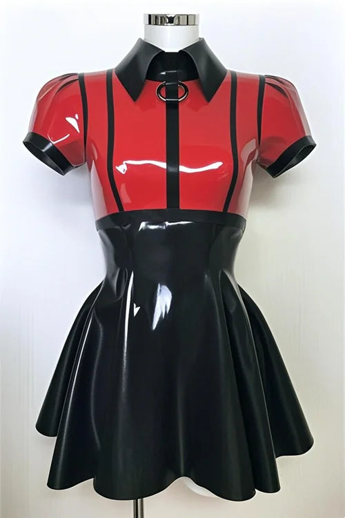 Latex Rubber Catsuit — Red & Black Fashion Club Uniform Cosplay, Handmade Costume