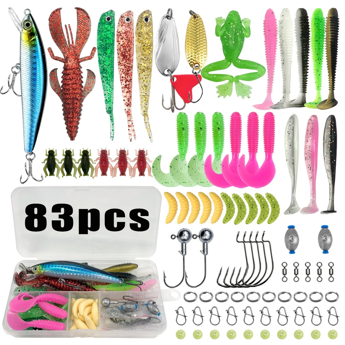 83/133/193/239/409PCS Fishing Lure Kit – Multi-Layer Tackle Box Set for Trout, Pike & Bass Fishing Pro Gear Accessories