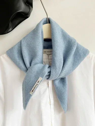 British Korean Style Wool Knitted Triangular Scarf – Multi-Functional Headscarf, Warm Knit Scarf for Women