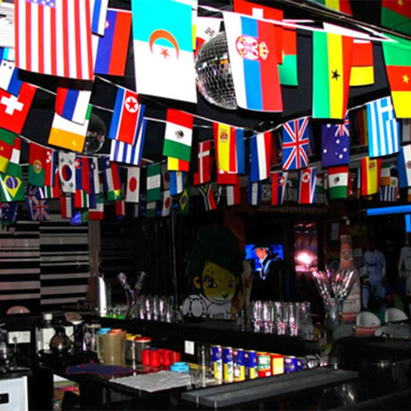 World Flags String Banner – 100 Countries International Hanging Pennant for Sports, School & Club Decoration
