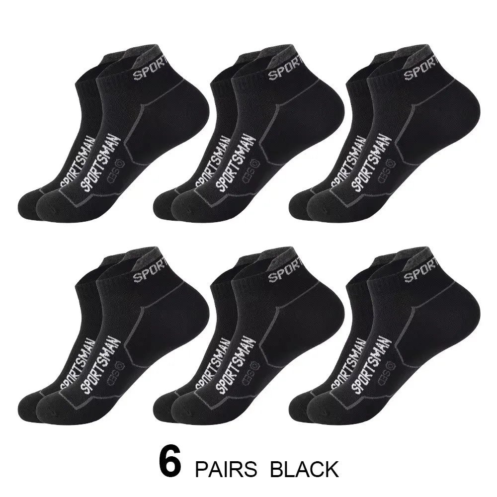 6 Pairs Men’s Short Sports Socks – Breathable Mesh Running & Basketball Socks – Sweat Absorbent, Odor Control Athletic Everyday Socks