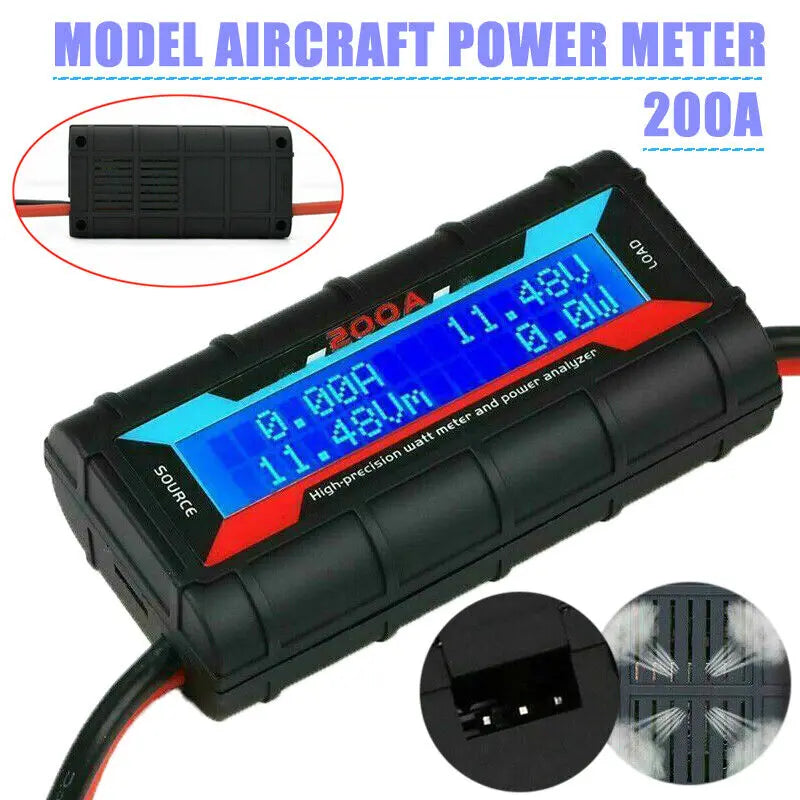 200A LCD Digital Amp Watt Meter – High-Precision RC Battery & Solar Power Analyzer