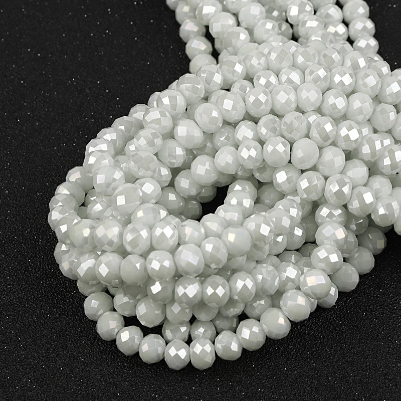 Flat Faceted Crystal Glass Beads Strand – 3–10mm Spacer Beads for DIY Jewelry & Necklace Making