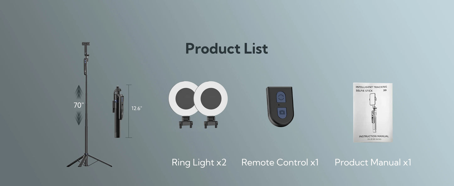 Smartphone Selfie Stick Gimbal Stabilizer – Anti-Shake Pan-Tilt Tripod with Bluetooth Remote & AI Follow