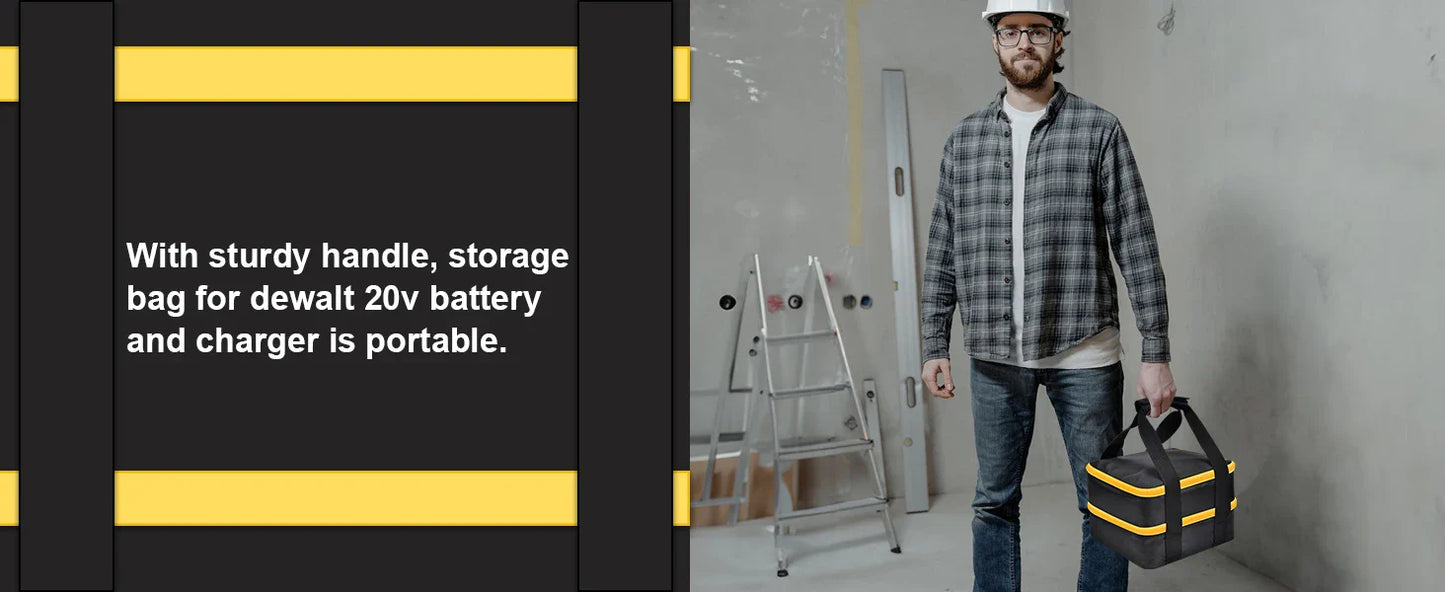 Large Battery Storage Bag for DEWALT & Milwaukee 12V-20V – Tool Battery & Charger Carrying Case (Box Only)