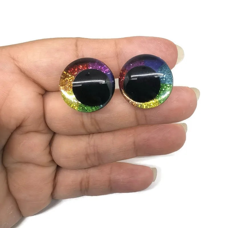 Cartoon Glitter Doll Eyes — 16mm to 35mm Round Safety Pupils with Easy Washer for Toy Making