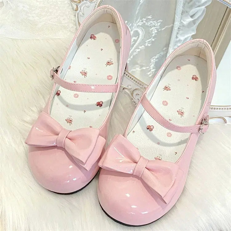 Women’s Lolita Flats – Low Round Toe Cross Strap Bow Princess Tea Party Shoes, Cute Lovely Student Shoes 2025