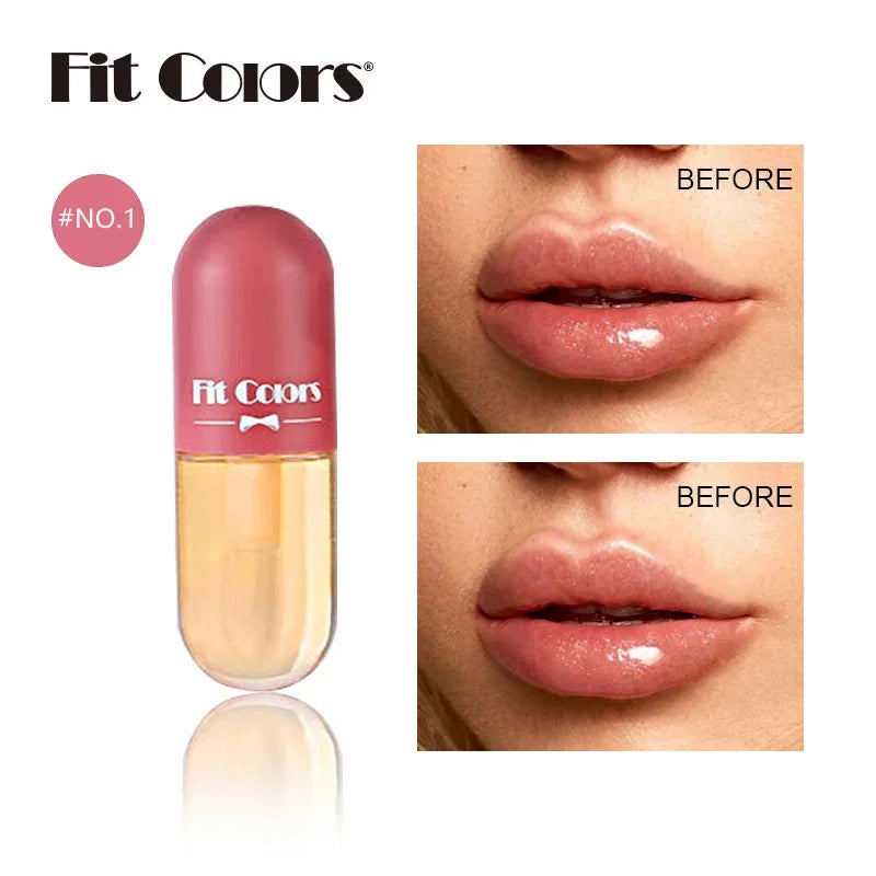 Mini Capsule Liquid Lip Balm – Moisturizing Transparent Color-Changing Plumping Jelly Lip Gloss