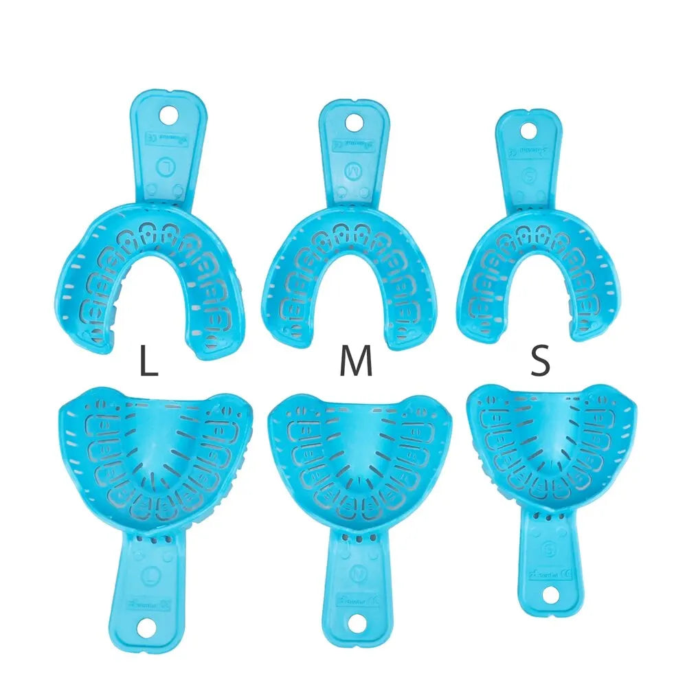 Denspay 6Pcs Dental Impression Tray Set – S/M/L Full Mouth & Partial Mold Trays, Easy Fold Plastic Design