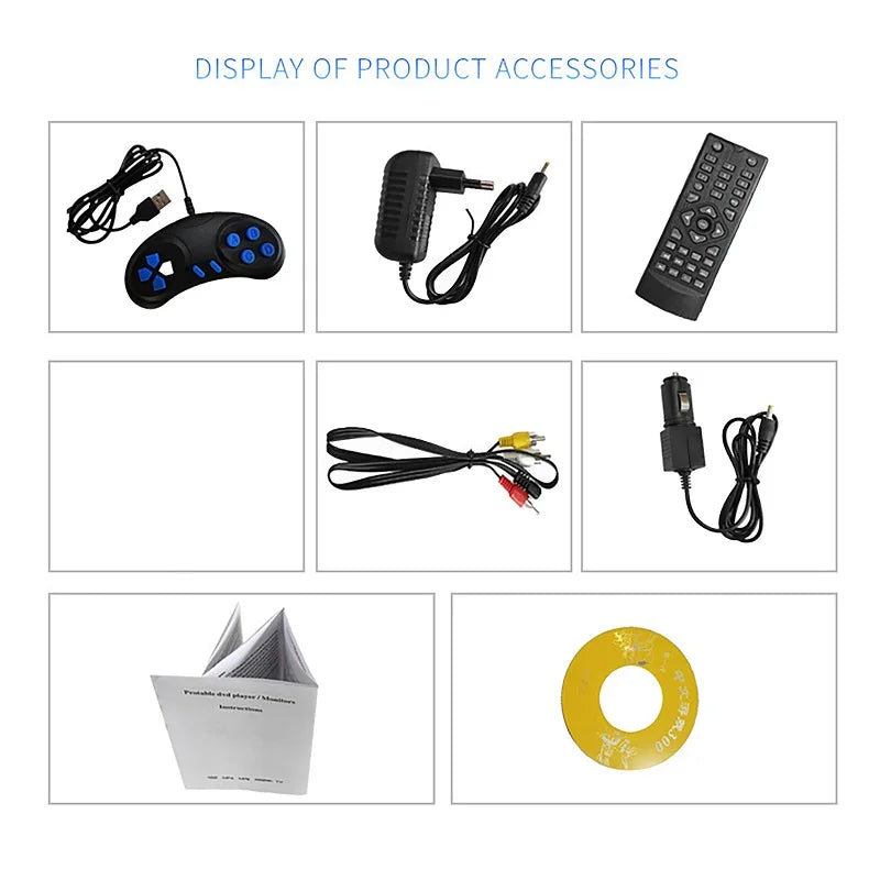 Mini 7.8-Inch DVD Player – Desktop Digital Smart TV CD EVD Disc Player, Remote Control, Portable Travel with 270° Rotatable Screen