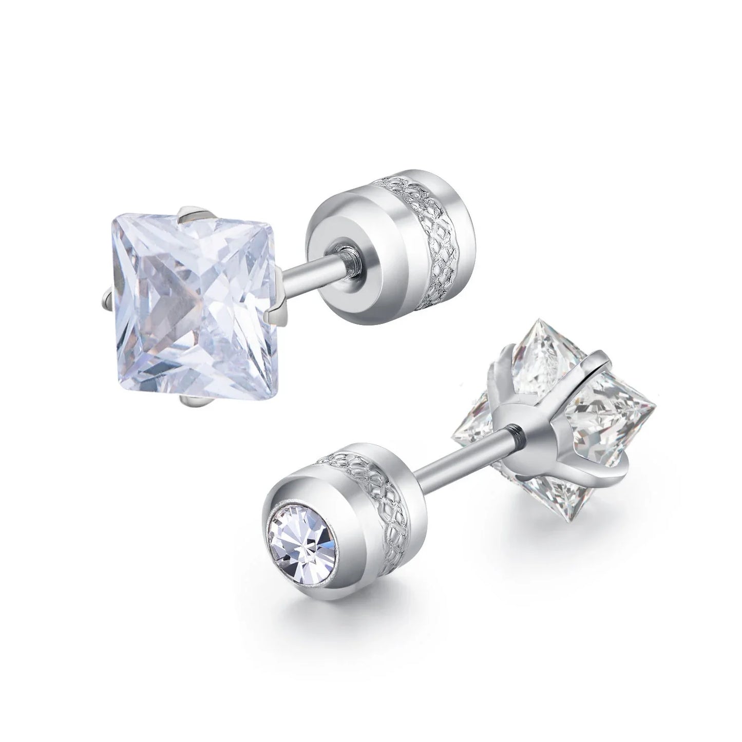 Medical Stainless Steel Zircon Ear Stud Earrings – Hypoallergenic Crystal Cartilage & Tragus Piercing Jewelry with Screw Back
