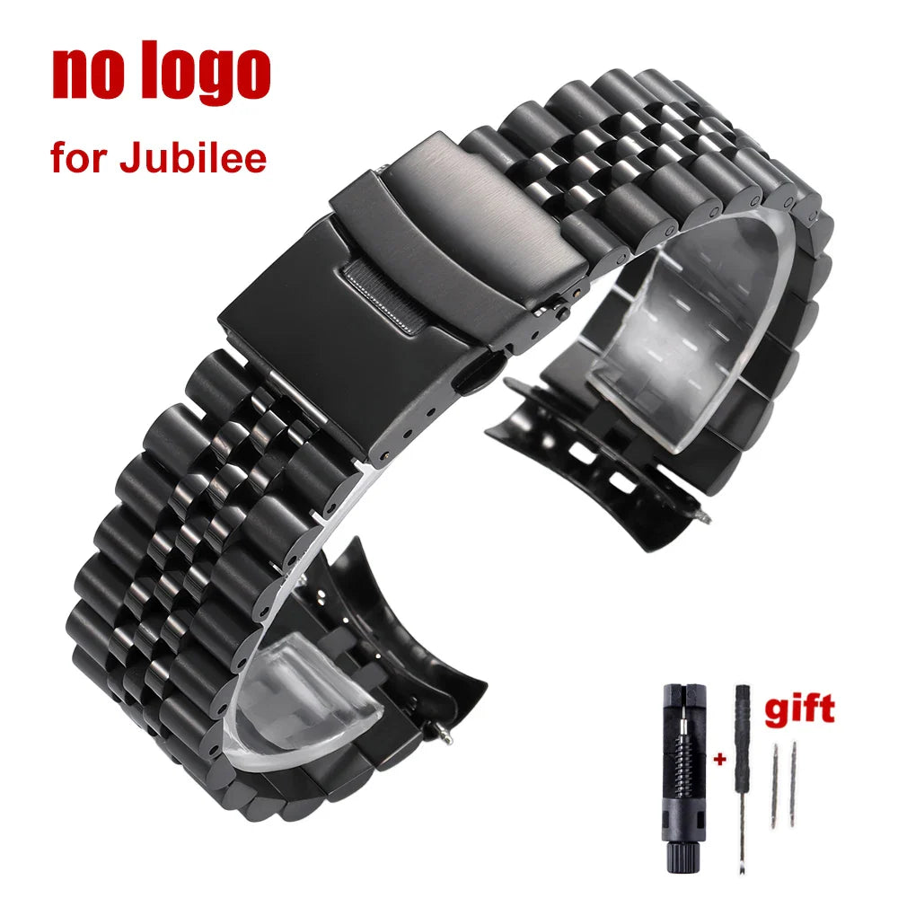 Curved End Stainless Steel Men’s Watch Band for Seiko 5 SKX007/SKX009 – 18mm/20mm/22mm Sport Jubilee Oyster Replacement Strap