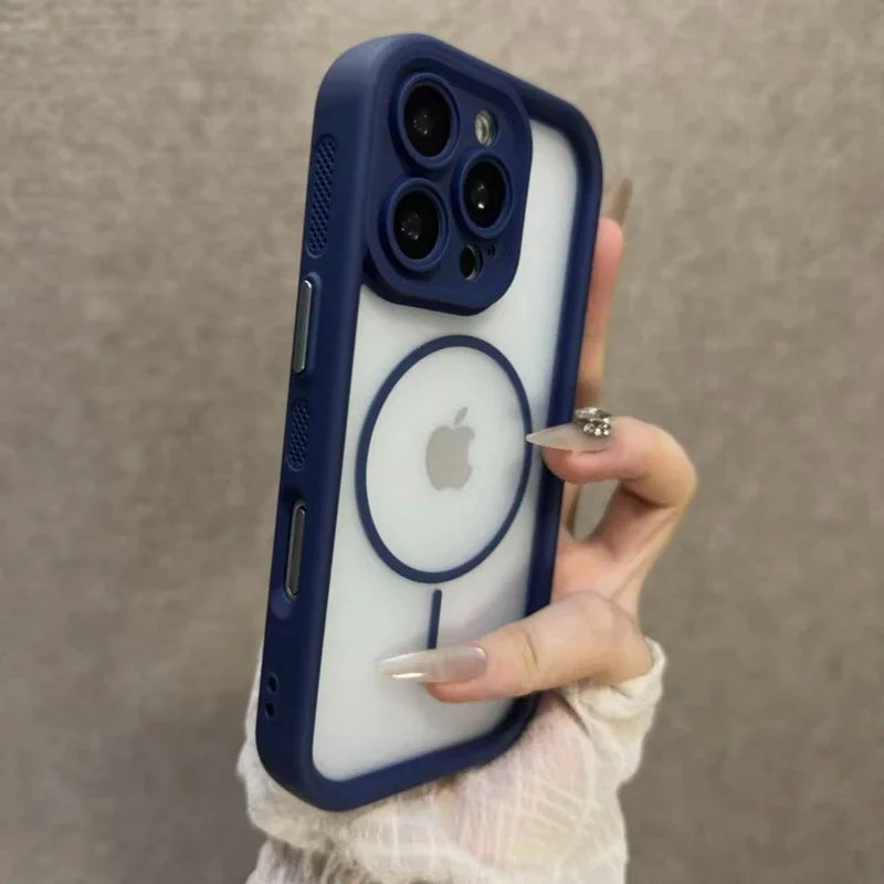 Luxury Matte MagSafe Transparent Case — Shockproof Magnetic Bumper Cover for iPhone 11–17 Pro/Max/Plus/Air