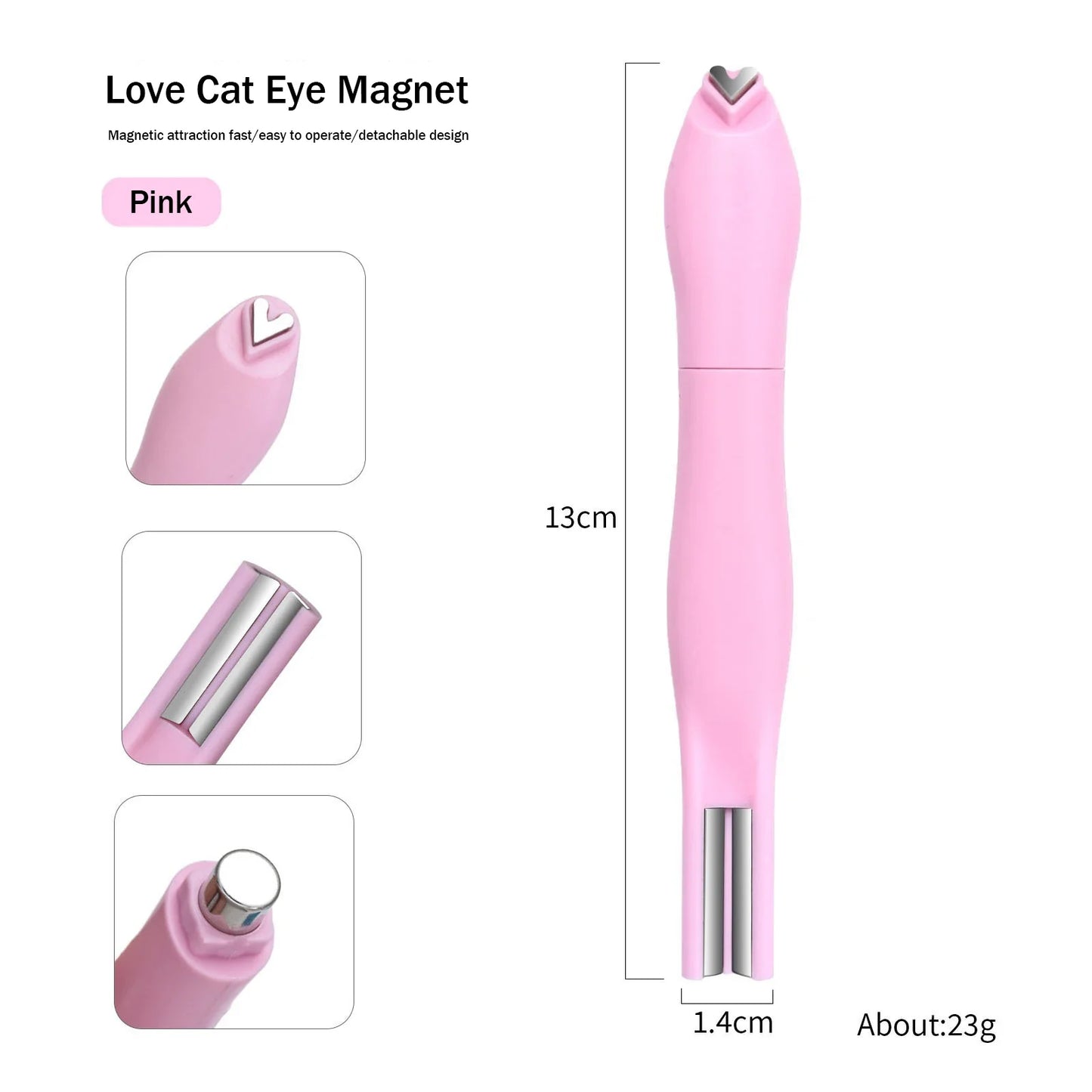 3D Love Heart Nail Magnet Stick β 3-in-1 Cat Eye, Double Line, Moon & Snake Pattern UV Gel Manicure Tool