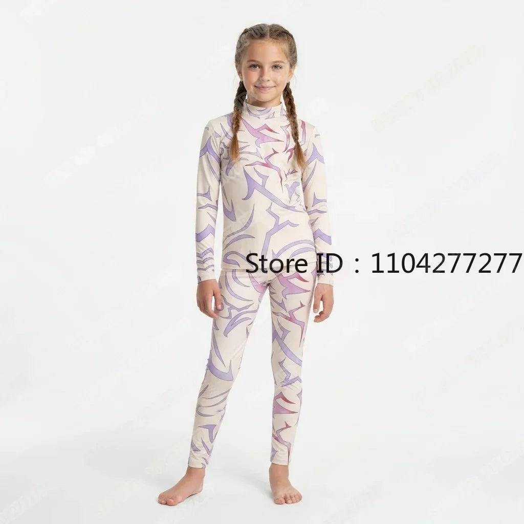 Demon Hunter K-Pop Rumi Jinu Cosplay Top – Kids Devil Tattoo Shirt & Sports Costume Set