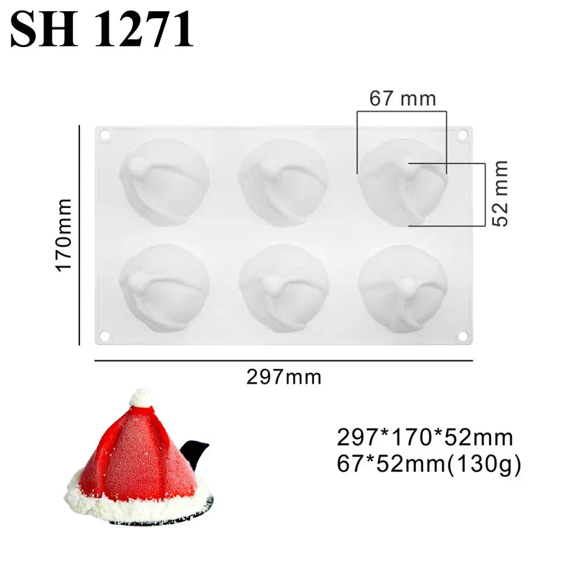 Christmas Silicone Cake Molds — Tree, Snowflake & Hat Shapes for Mousse, Chocolate & Holiday Baking