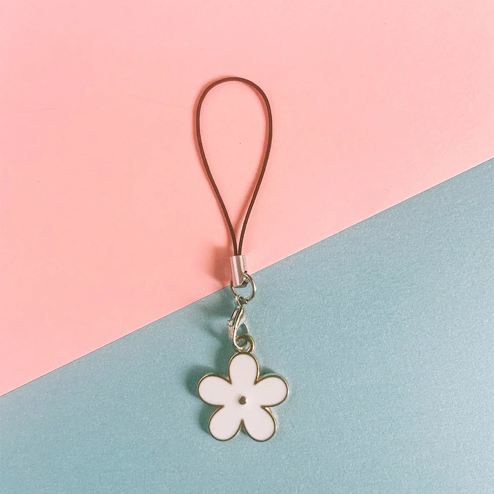 Enamel Flower Phone Lanyard - Floral Keychain Strap Bag Pendant Accessory Gift for Girls