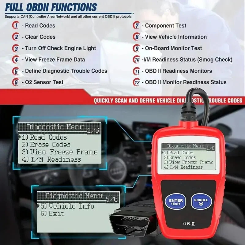 Universal OBD2 Car Fault Diagnosis Instrument - Clear Fault Codes Diagnostic Scanning Tool