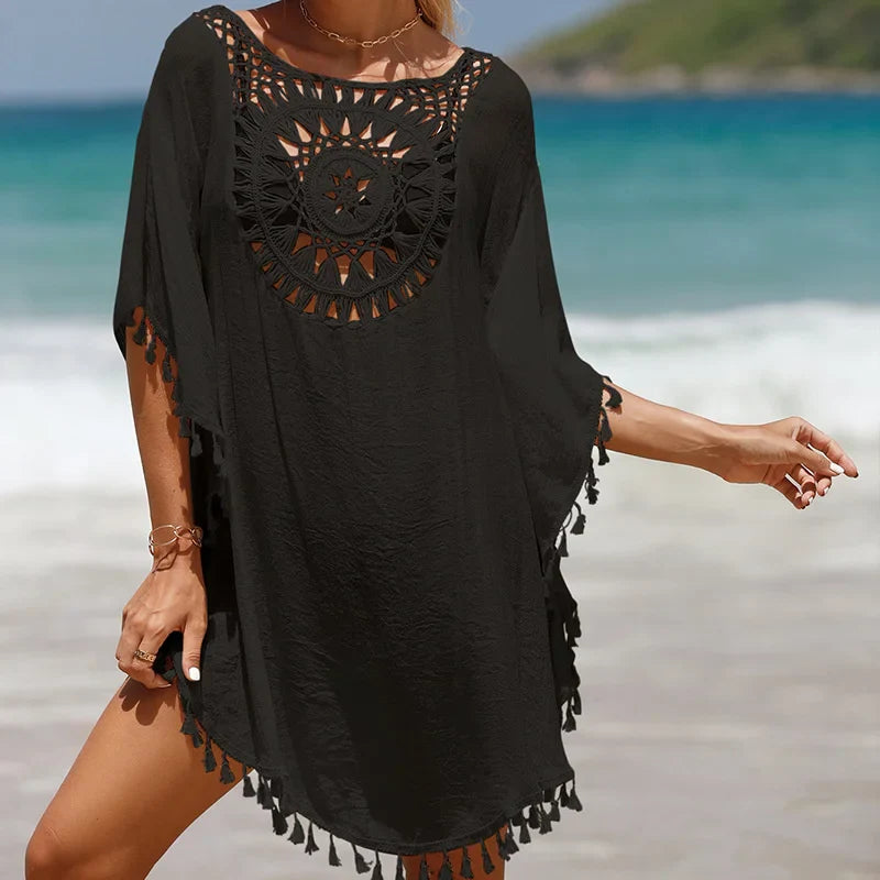 Women’s Crochet Bikini Cover Up Dress – Sexy Summer Beachwear Swimsuit Shirt Cover-Up