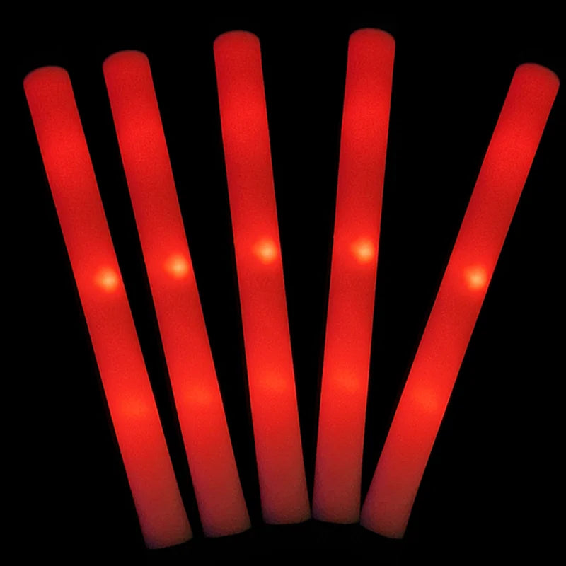 30 Pcs LED Foam Glow Sticks – White Light Flashing Cheer Batons for Wedding & Party Supplies, Glow in the Dark