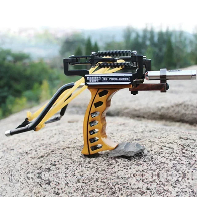 Powerful Metal Slingshot Catapult – Laser Spring Design with Magnetic Wrist Support, Outdoor Hunting & Fishing Sports Shooting Tool